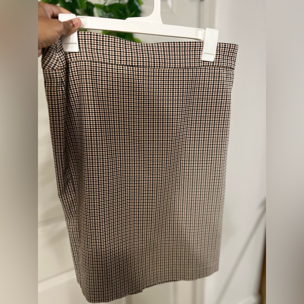 Attyre Brown and Cream Midi Pencil Skirt for Work